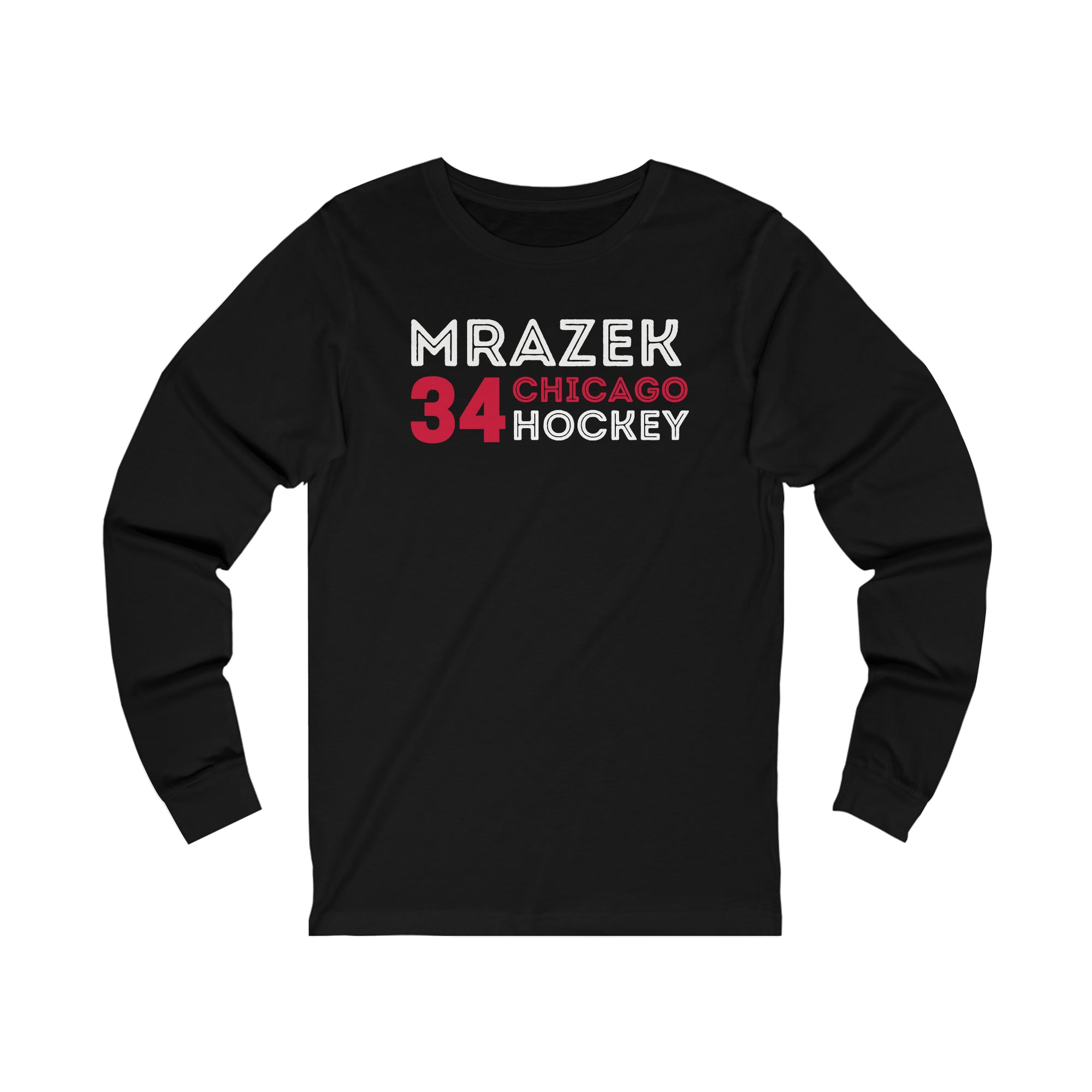 Mrazek 34 Chicago Hockey Grafitti Wall Design Unisex Jersey Long Sleeve Shirt