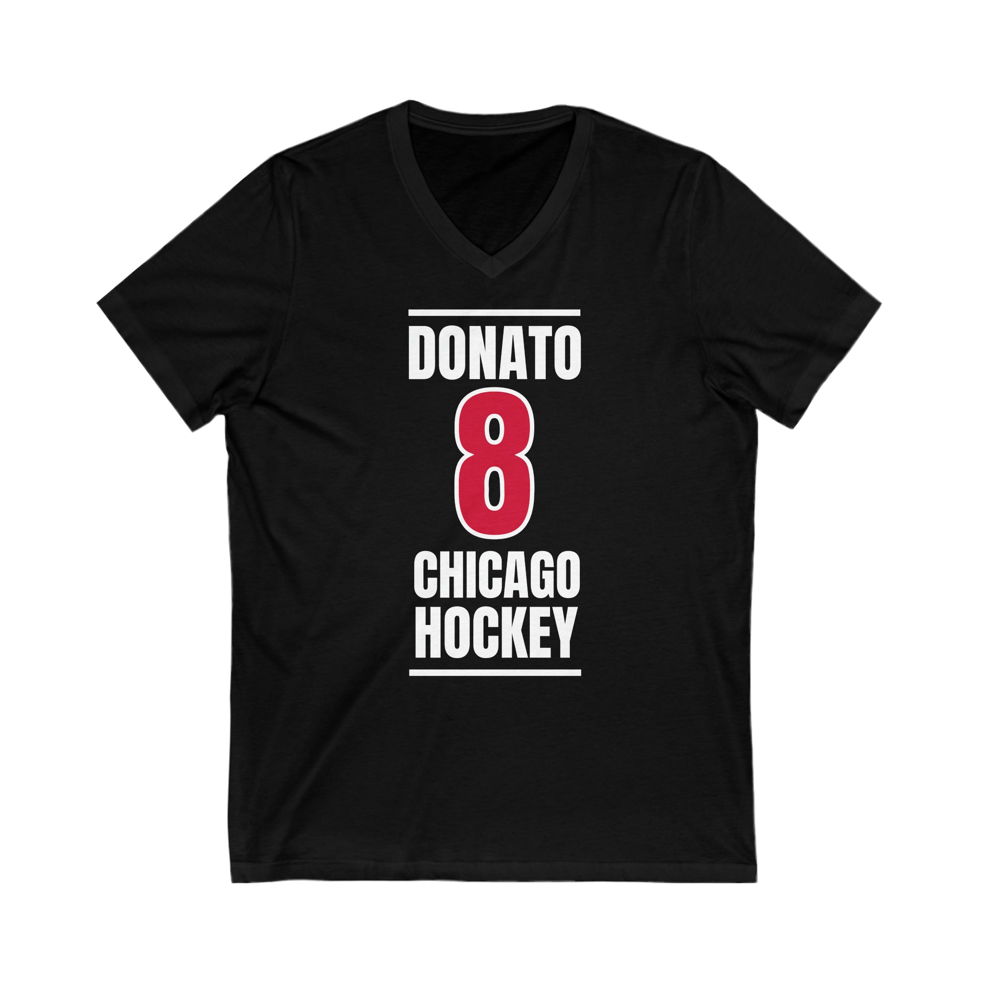 Donato 8 Chicago Hockey Red Vertical Design Unisex V-Neck Tee