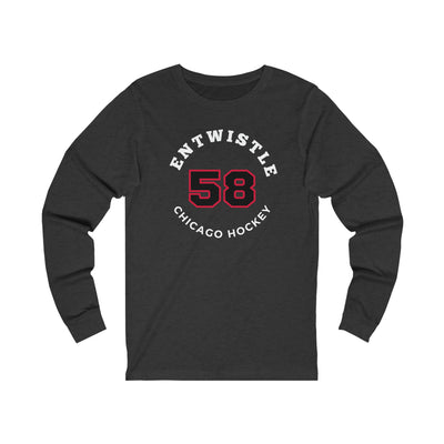 Entwistle 58 Chicago Hockey Number Arch Design Unisex Jersey Long Sleeve Shirt