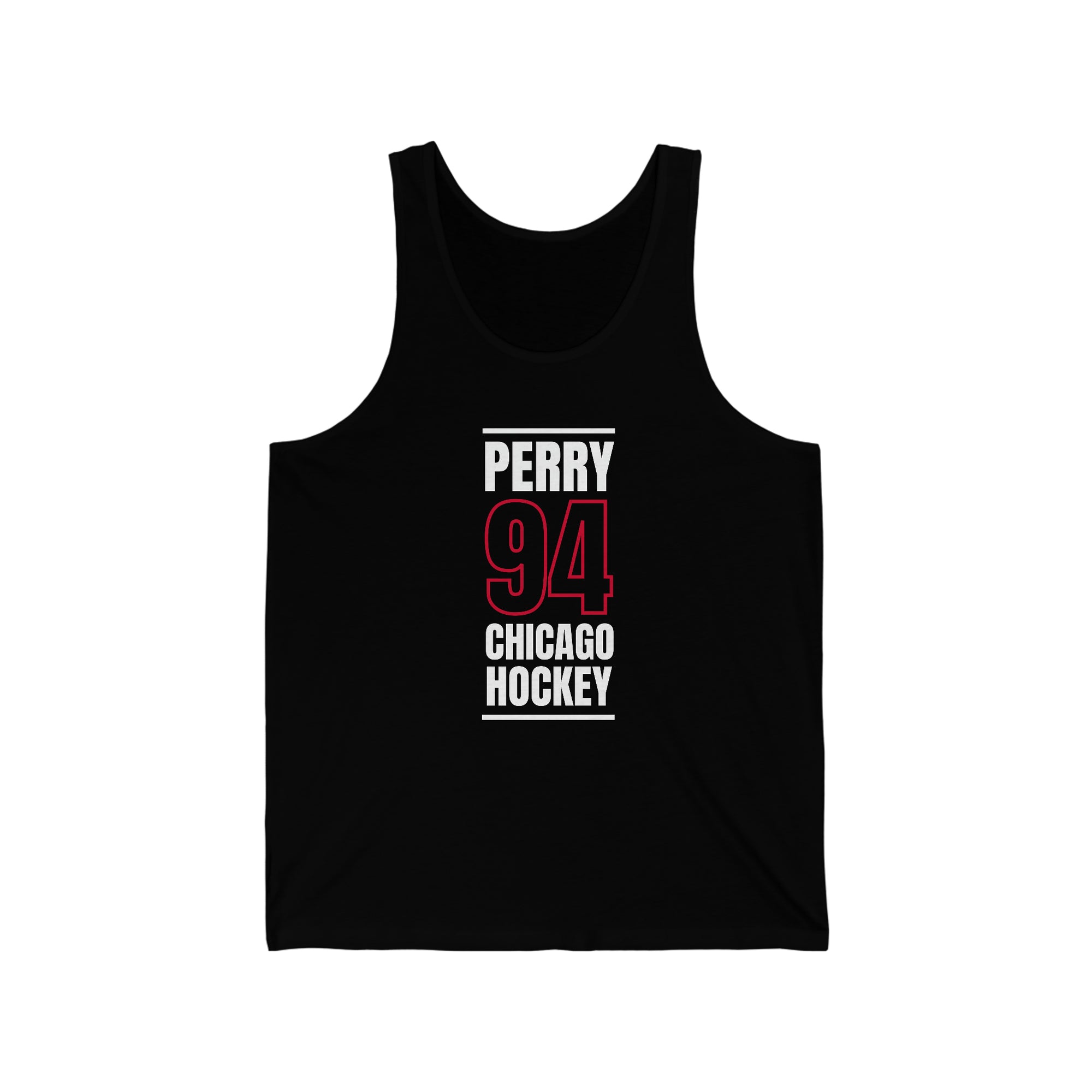 Perry 94 Chicago Hockey Black Vertical Design Unisex Jersey Tank Top