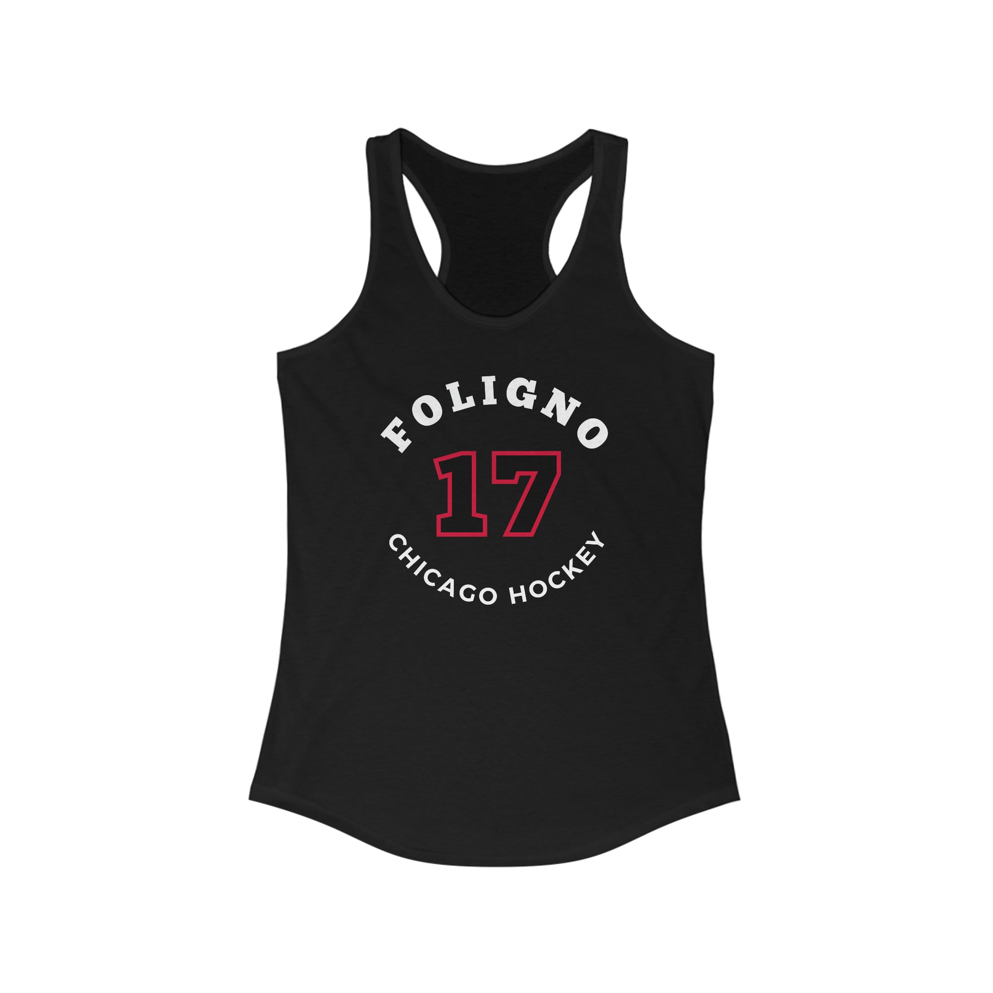 Foligno 17 Chicago Hockey Number Arch Design Women's Ideal Racerback Tank Top