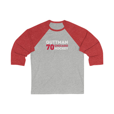 Guttman 70 Chicago Hockey Grafitti Wall Design Unisex Tri-Blend 3/4 Sleeve Raglan Baseball Shirt