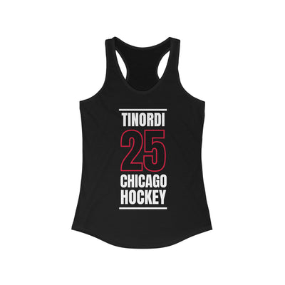 Tinordi 25 Chicago Hockey Black Vertical Design Women's Ideal Racerback Tank Top