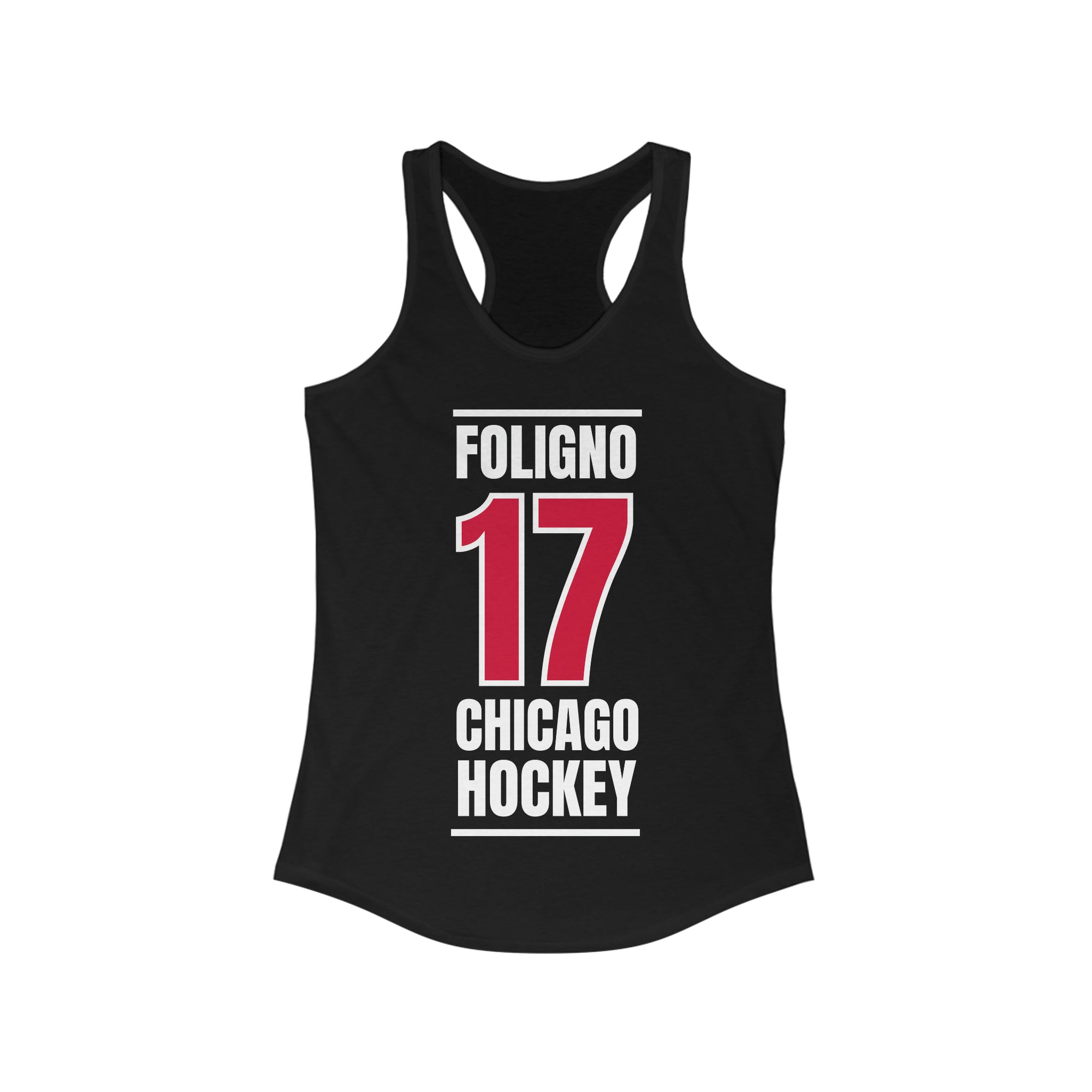 Foligno 17 Chicago Hockey Red Vertical Design Women's Ideal Racerback Tank Top