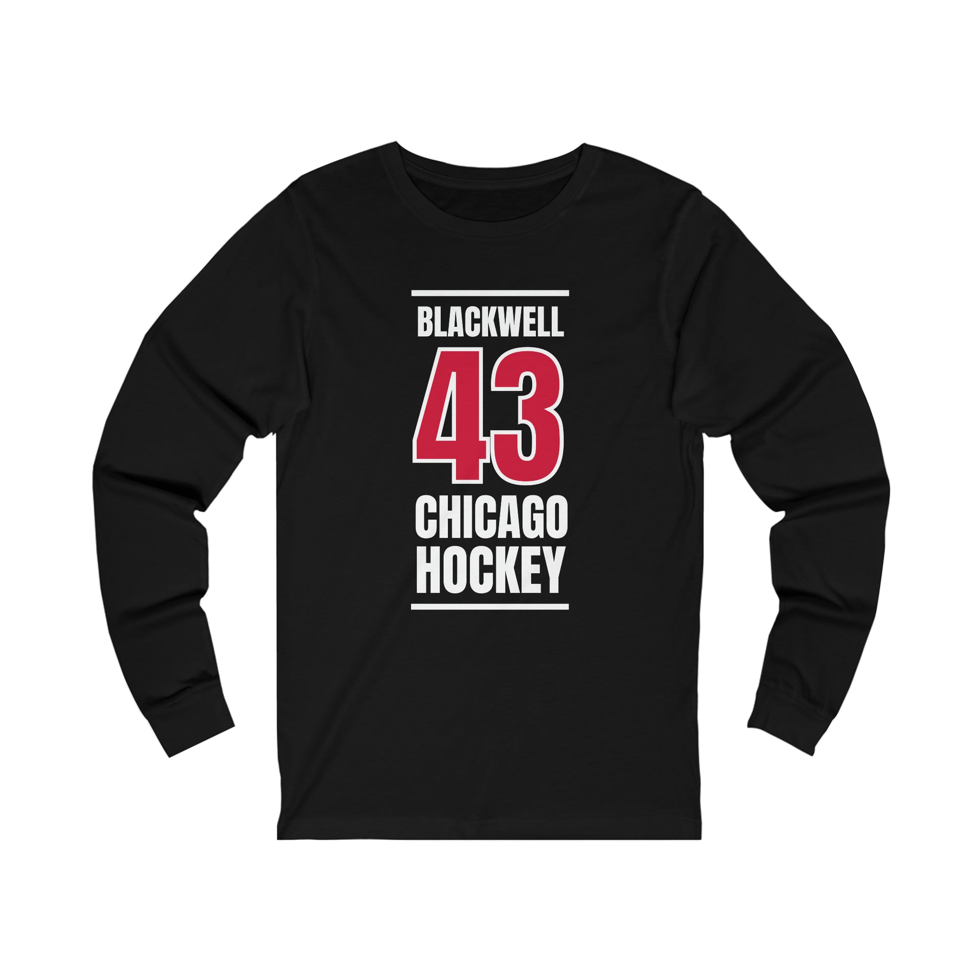 Blackwell 43 Chicago Hockey Red Vertical Design Unisex Jersey Long Sleeve Shirt
