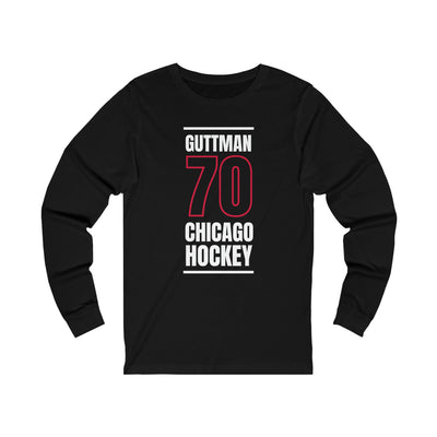 Guttman 70 Chicago Hockey Black Vertical Design Unisex Jersey Long Sleeve Shirt