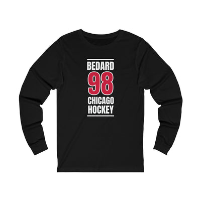 Bedard 98 Chicago Hockey Red Vertical Design Unisex Jersey Long Sleeve Shirt