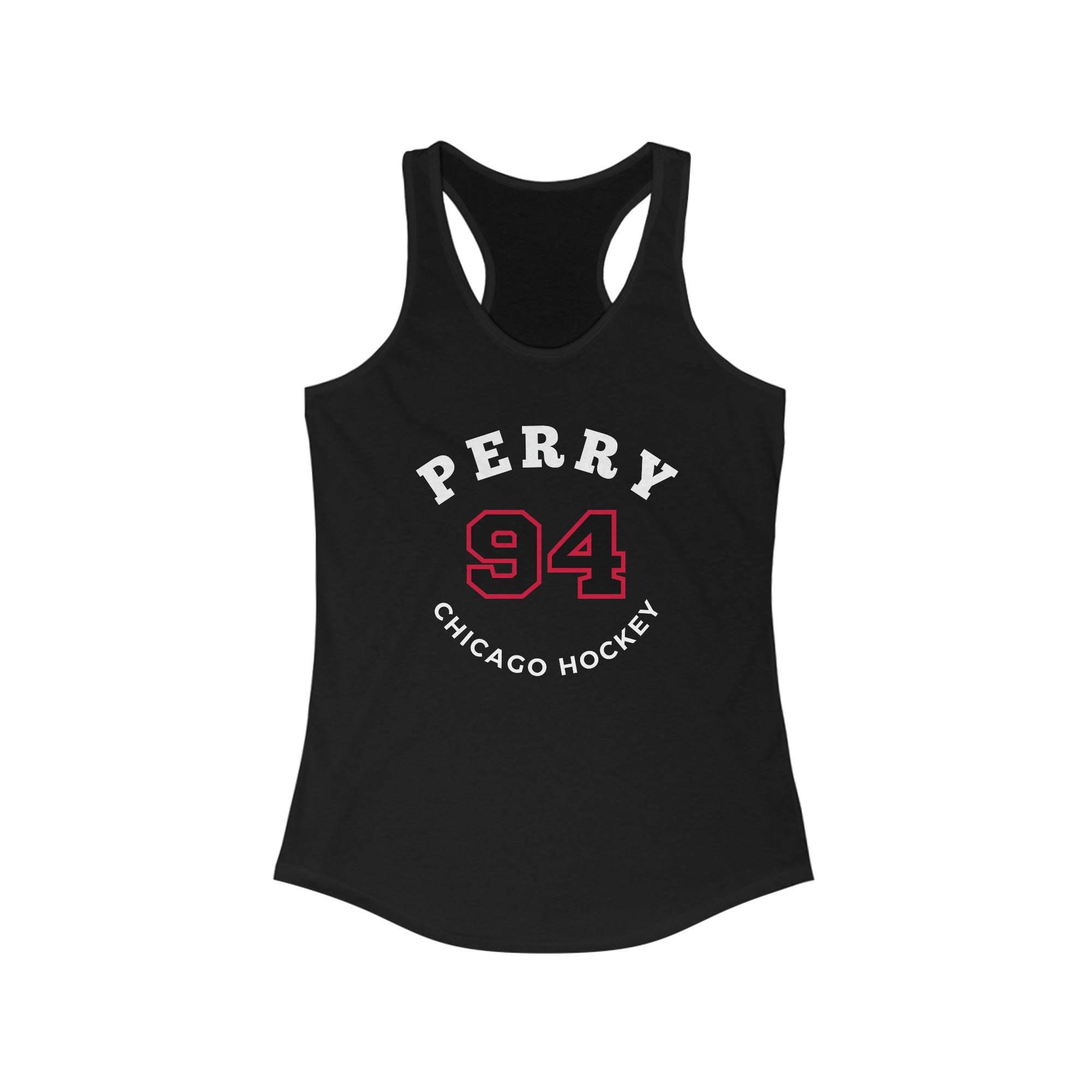 Perry 94 Chicago Hockey Number Arch Design Women's Ideal Racerback Tank Top