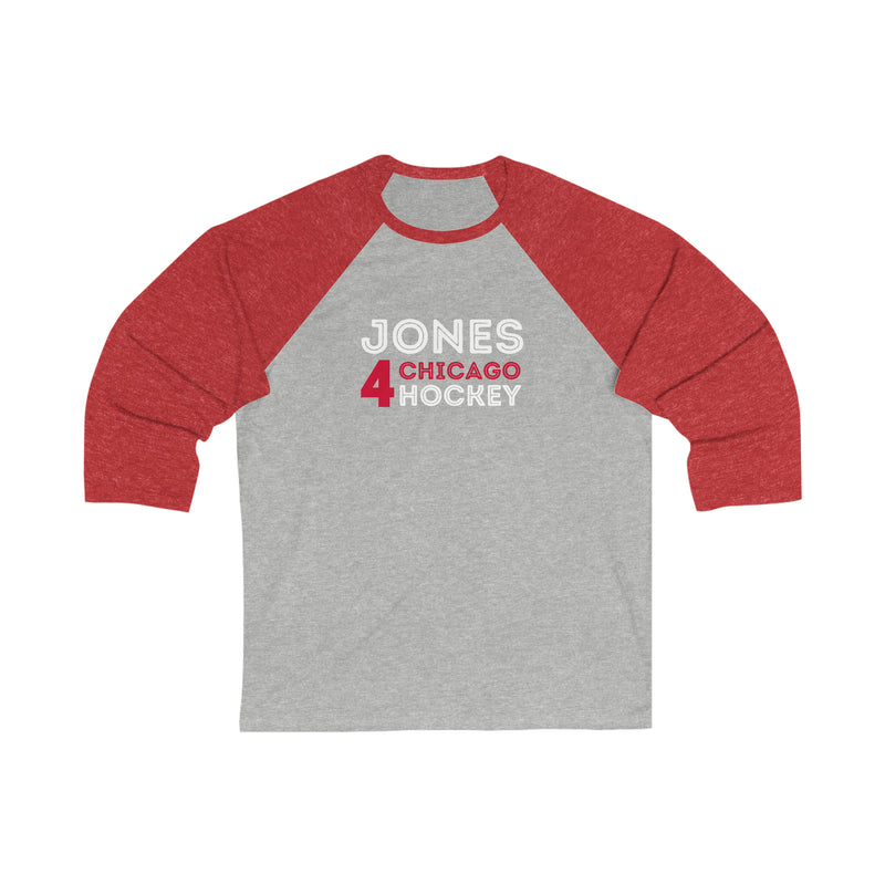 Jones 4 Chicago Hockey Grafitti Wall Design Unisex Tri-Blend 3/4 Sleeve Raglan Baseball Shirt