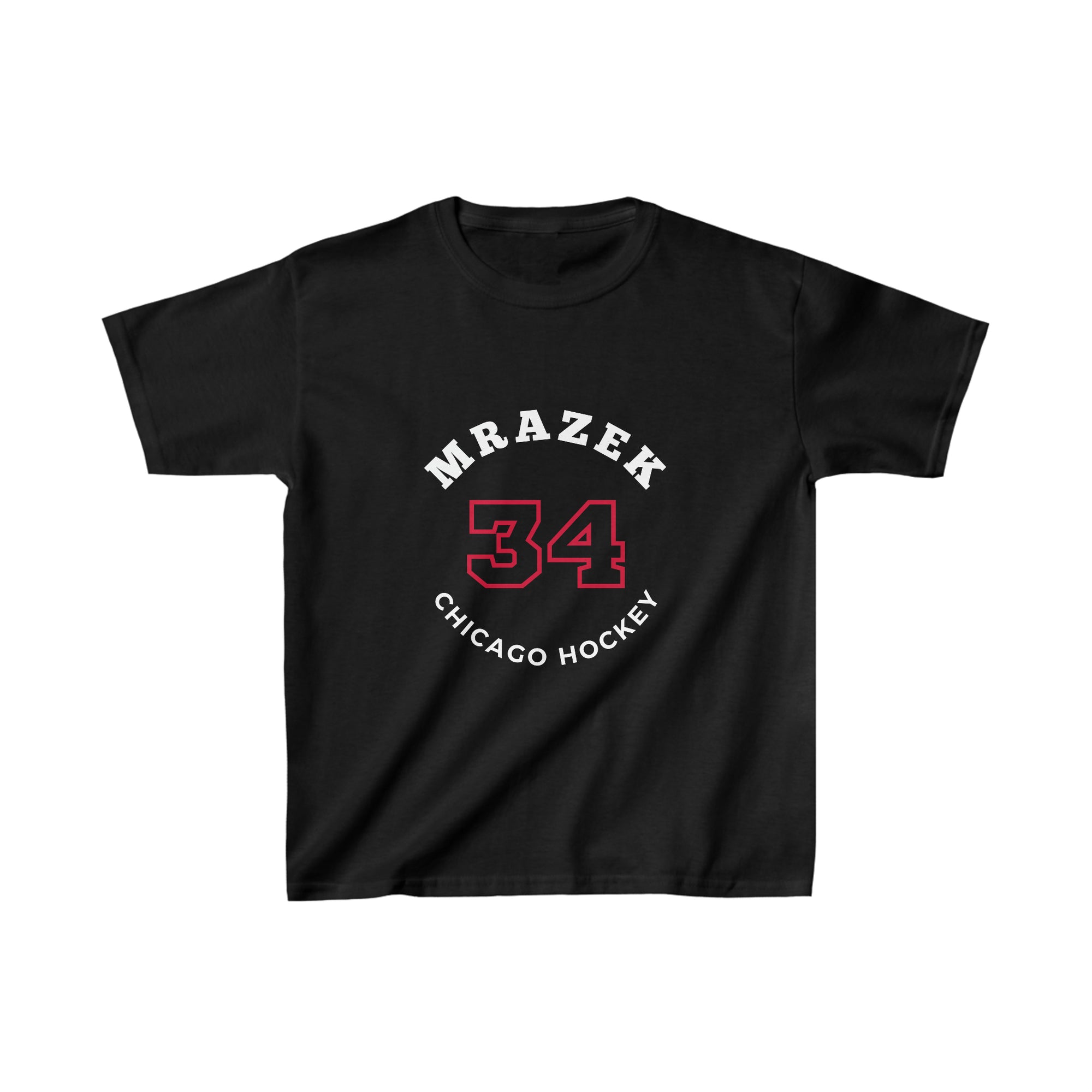 Mrazek 34 Chicago Hockey Number Arch Design Kids Tee