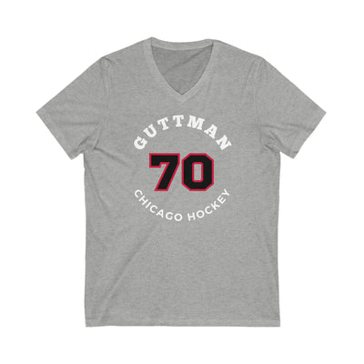 Guttman 70 Chicago Hockey Number Arch Design Unisex V-Neck Tee