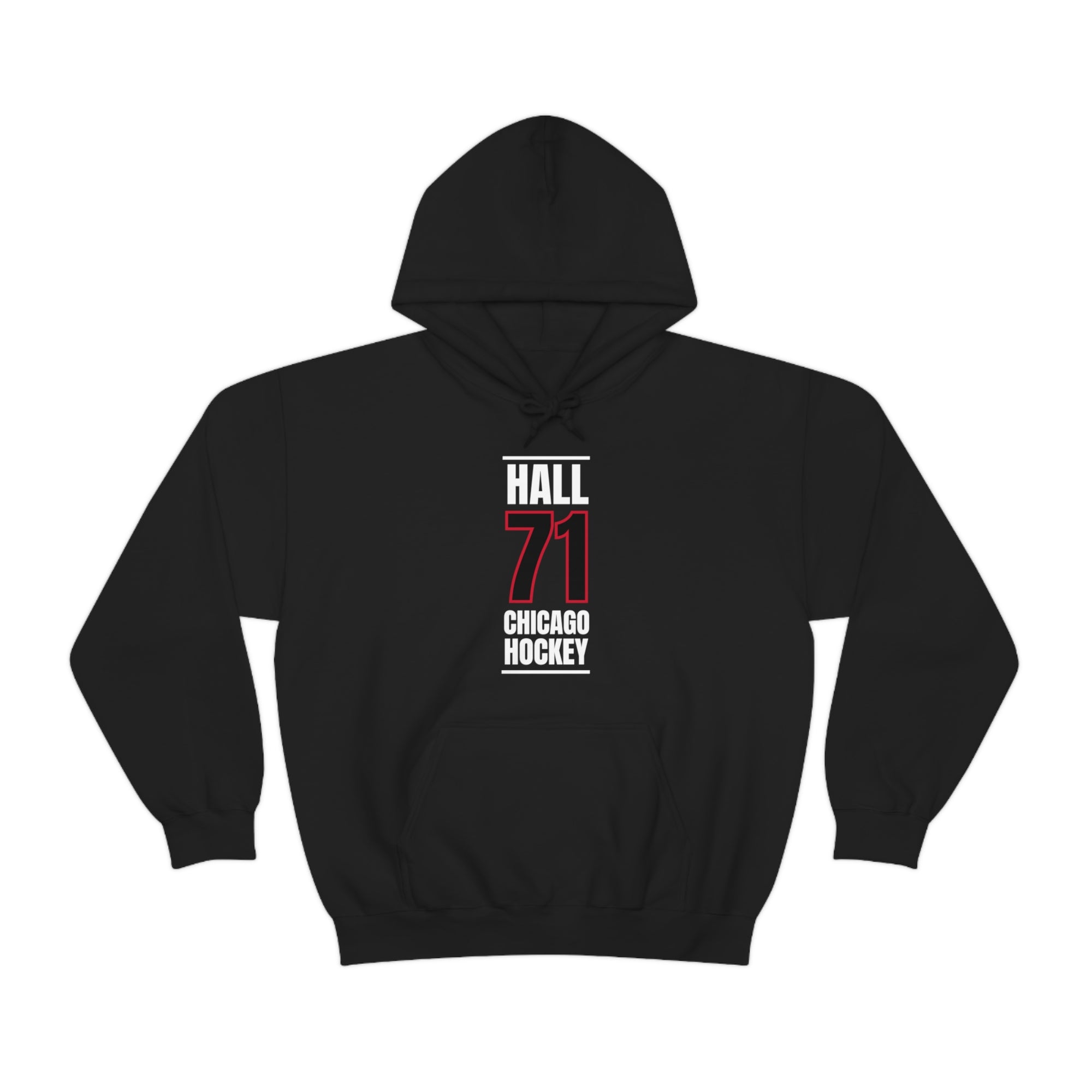 Hall 71 Chicago Hockey Black Vertical Design Unisex Hooded Sweatshirt