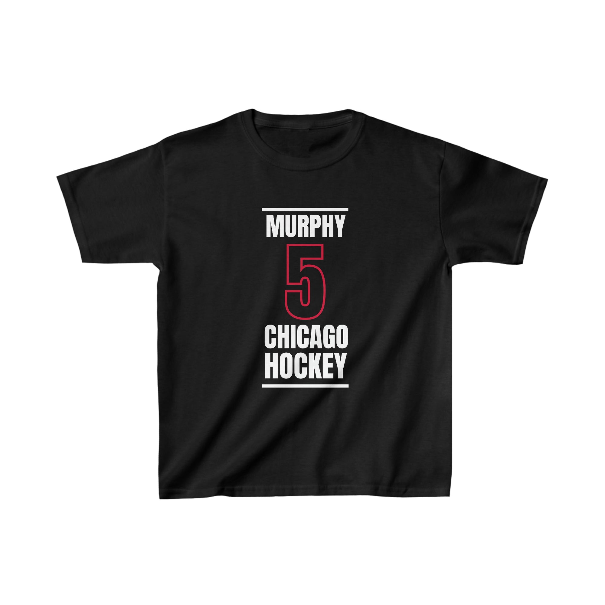 Murphy 5 Chicago Hockey Black Vertical Design Kids Tee