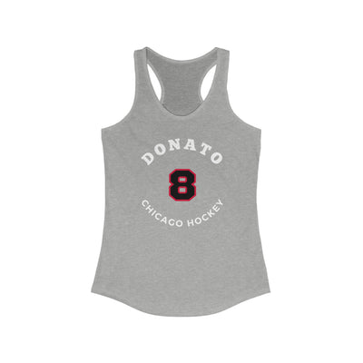 Donato 8 Chicago Hockey Number Arch Design Women's Ideal Racerback Tank Top