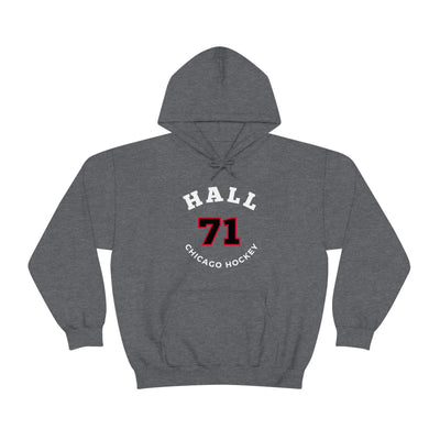 Hall 71 Chicago Hockey Number Arch Design Unisex Hooded Sweatshirt