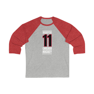 Raddysh 11 Chicago Hockey Black Vertical Design Unisex Tri-Blend 3/4 Sleeve Raglan Baseball Shirt
