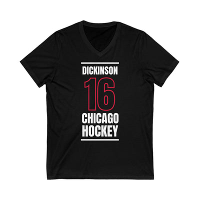 Dickinson 16 Chicago Hockey Black Vertical Design Unisex V-Neck Tee