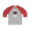 Tinordi 25 Chicago Hockey Black Vertical Design Unisex Tri-Blend 3/4 Sleeve Raglan Baseball Shirt