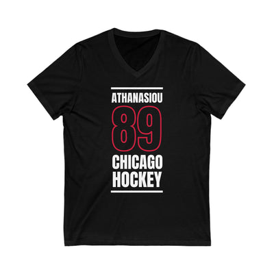 Athanasiou 89 Chicago Hockey Black Vertical Design Unisex V-Neck Tee