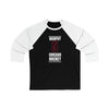 Murphy 5 Chicago Hockey Black Vertical Design Unisex Tri-Blend 3/4 Sleeve Raglan Baseball Shirt