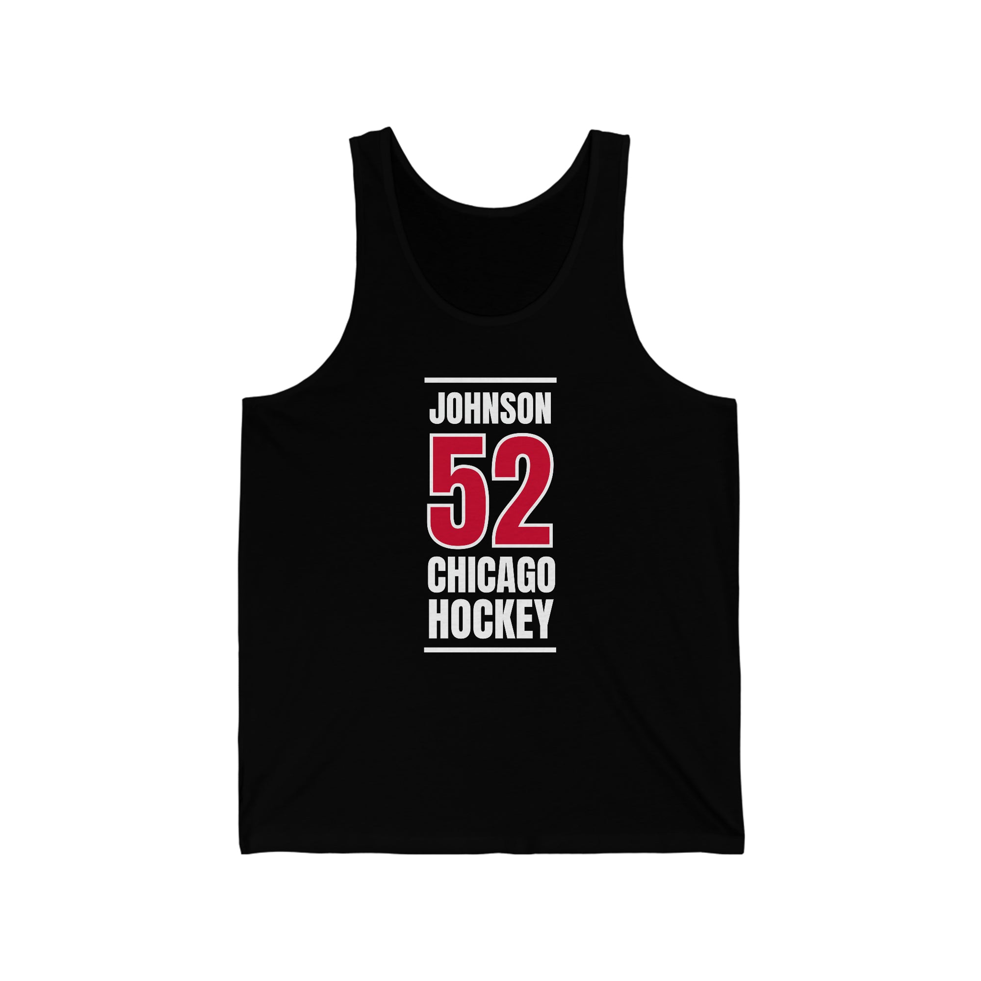 Johnson 52 Chicago Hockey Red Vertical Design Unisex Jersey Tank Top