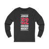 Johnson 52 Chicago Hockey Red Vertical Design Unisex Jersey Long Sleeve Shirt