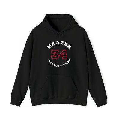 Mrazek 34 Chicago Hockey Number Arch Design Unisex Hooded Sweatshirt