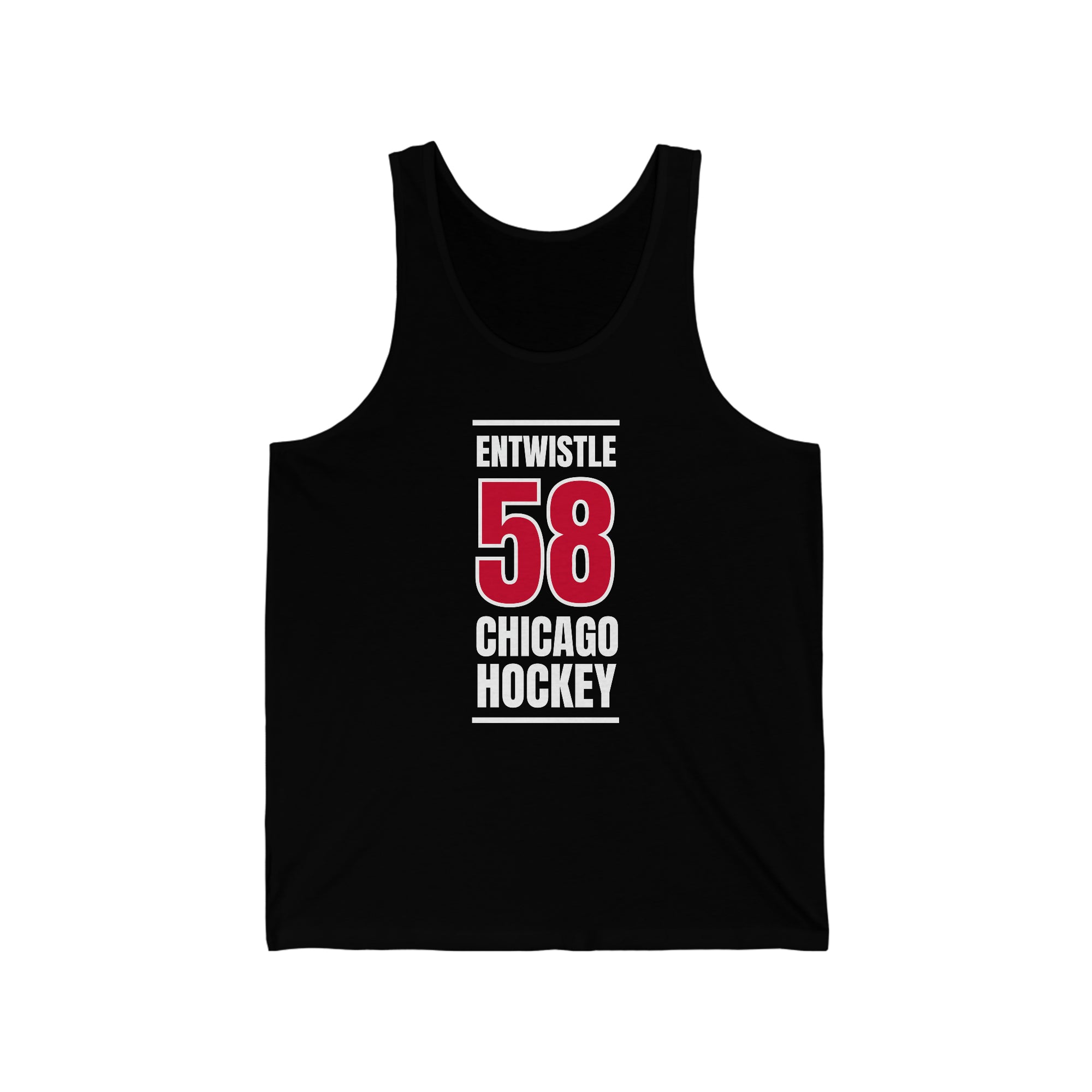 Entwistle 58 Chicago Hockey Red Vertical Design Unisex Jersey Tank Top