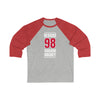 Bedard 98 Chicago Hockey Red Vertical Design Unisex Tri-Blend 3/4 Sleeve Raglan Baseball Shirt