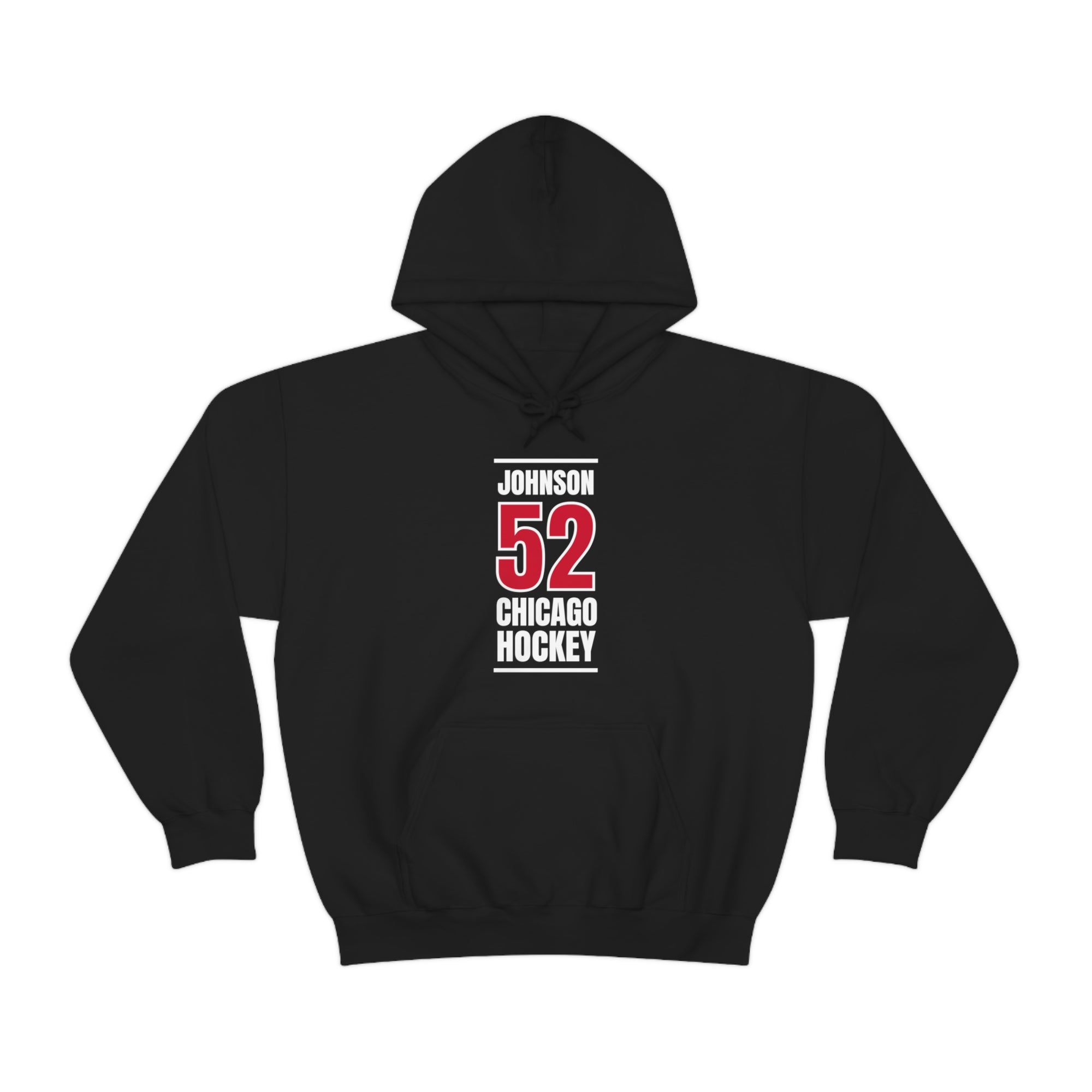 Johnson 52 Chicago Hockey Red Vertical Design Unisex Hooded Sweatshirt
