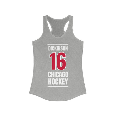Dickinson 16 Chicago Hockey Red Vertical Design Women's Ideal Racerback Tank Top