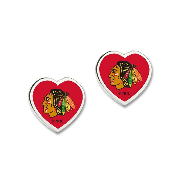 Chicago Blackhawks 3D Heart Post Earrings