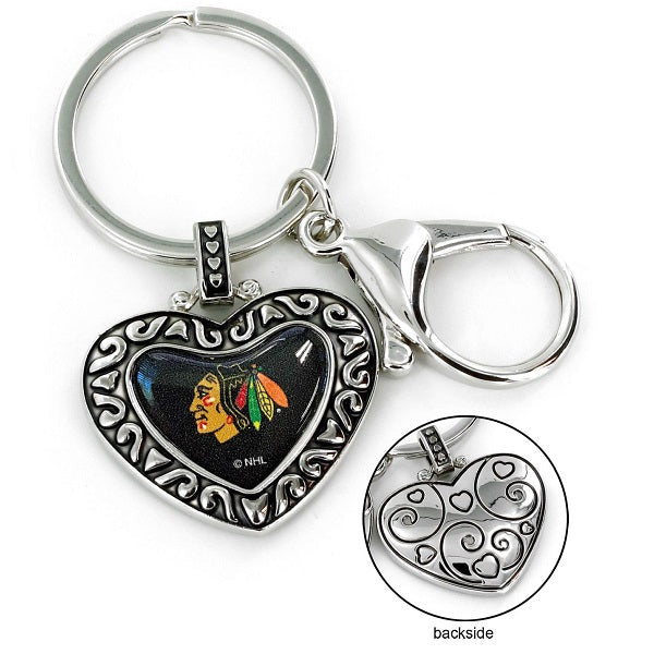 Chicago Blackhawks Charmed Heart Keychain