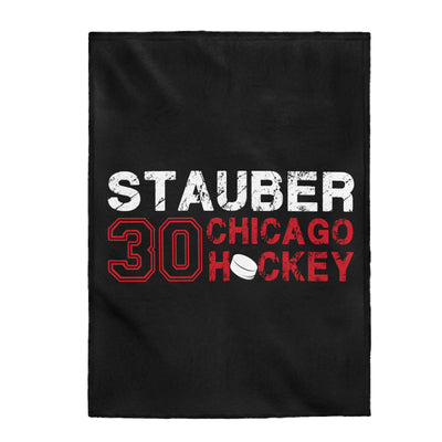 Stauber 30 Chicago Hockey Velveteen Plush Blanket